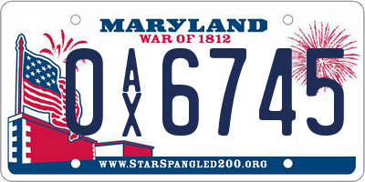 MD license plate 0AX6745
