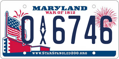 MD license plate 0AX6746
