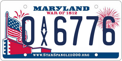 MD license plate 0AX6776