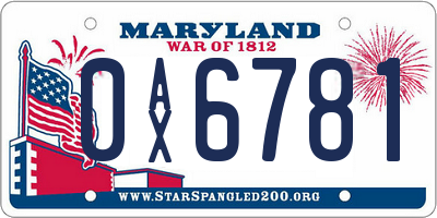MD license plate 0AX6781