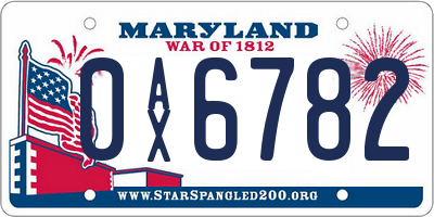 MD license plate 0AX6782