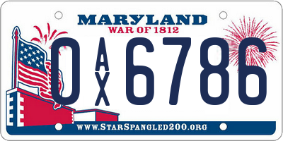 MD license plate 0AX6786