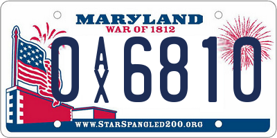 MD license plate 0AX6810