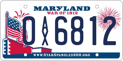 MD license plate 0AX6812