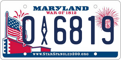 MD license plate 0AX6819