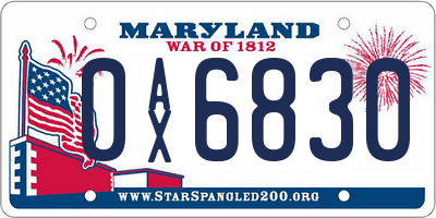 MD license plate 0AX6830
