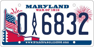 MD license plate 0AX6832