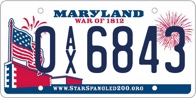 MD license plate 0AX6843