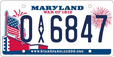 MD license plate 0AX6847