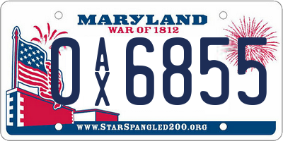 MD license plate 0AX6855