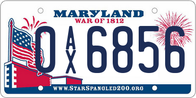 MD license plate 0AX6856