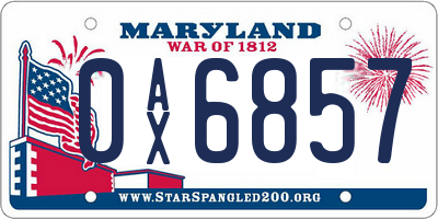 MD license plate 0AX6857
