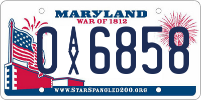 MD license plate 0AX6858
