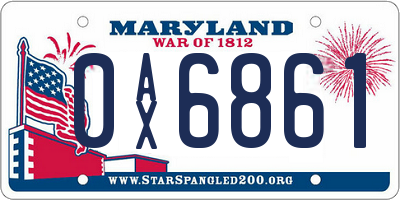MD license plate 0AX6861