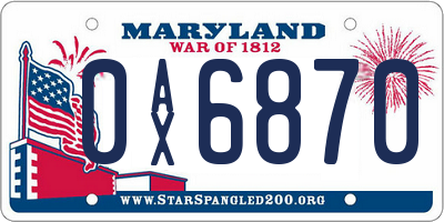 MD license plate 0AX6870