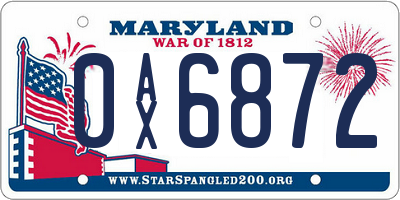 MD license plate 0AX6872