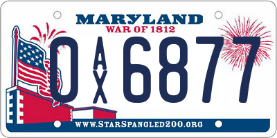 MD license plate 0AX6877