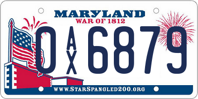 MD license plate 0AX6879
