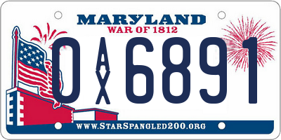 MD license plate 0AX6891
