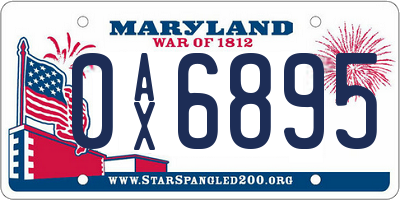 MD license plate 0AX6895