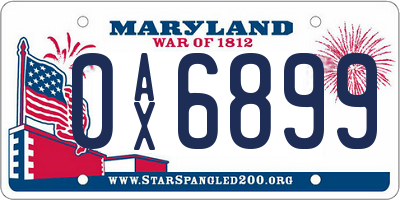 MD license plate 0AX6899