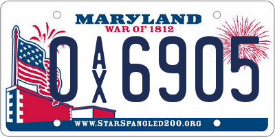 MD license plate 0AX6905