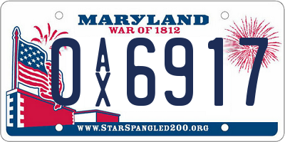 MD license plate 0AX6917