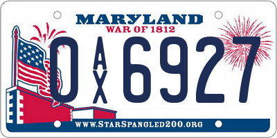 MD license plate 0AX6927