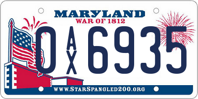 MD license plate 0AX6935