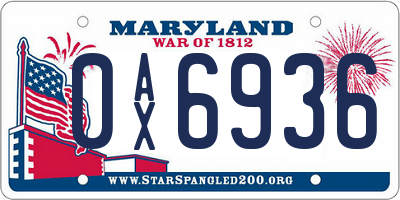 MD license plate 0AX6936