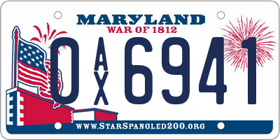 MD license plate 0AX6941