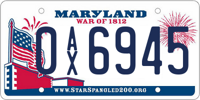 MD license plate 0AX6945