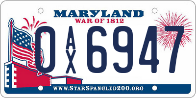 MD license plate 0AX6947