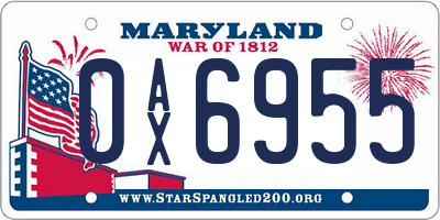 MD license plate 0AX6955