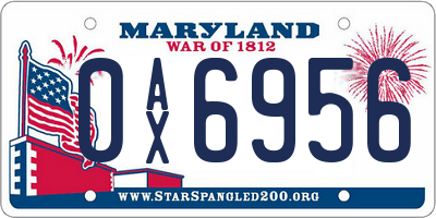 MD license plate 0AX6956