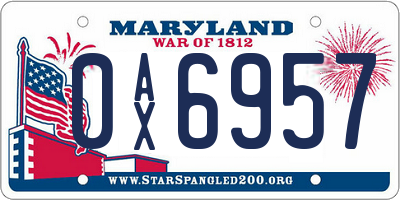 MD license plate 0AX6957