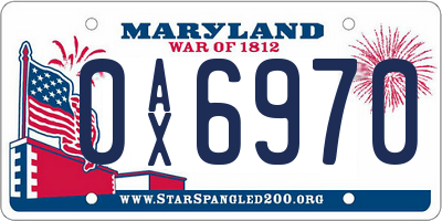 MD license plate 0AX6970