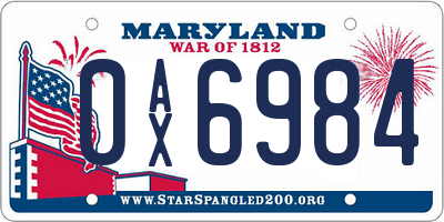 MD license plate 0AX6984