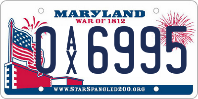 MD license plate 0AX6995