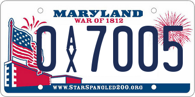 MD license plate 0AX7005