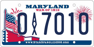MD license plate 0AX7010