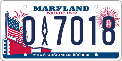 MD license plate 0AX7018