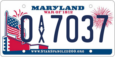 MD license plate 0AX7037