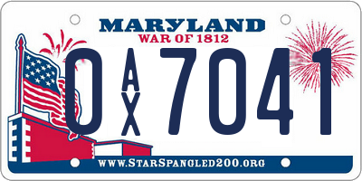 MD license plate 0AX7041