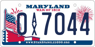MD license plate 0AX7044