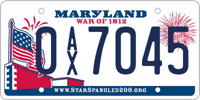 MD license plate 0AX7045