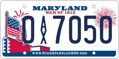 MD license plate 0AX7050