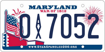 MD license plate 0AX7052