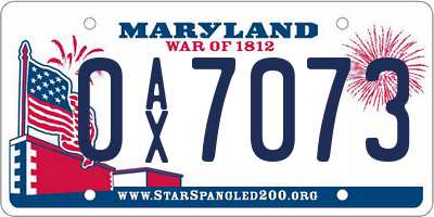 MD license plate 0AX7073
