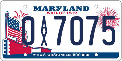 MD license plate 0AX7075